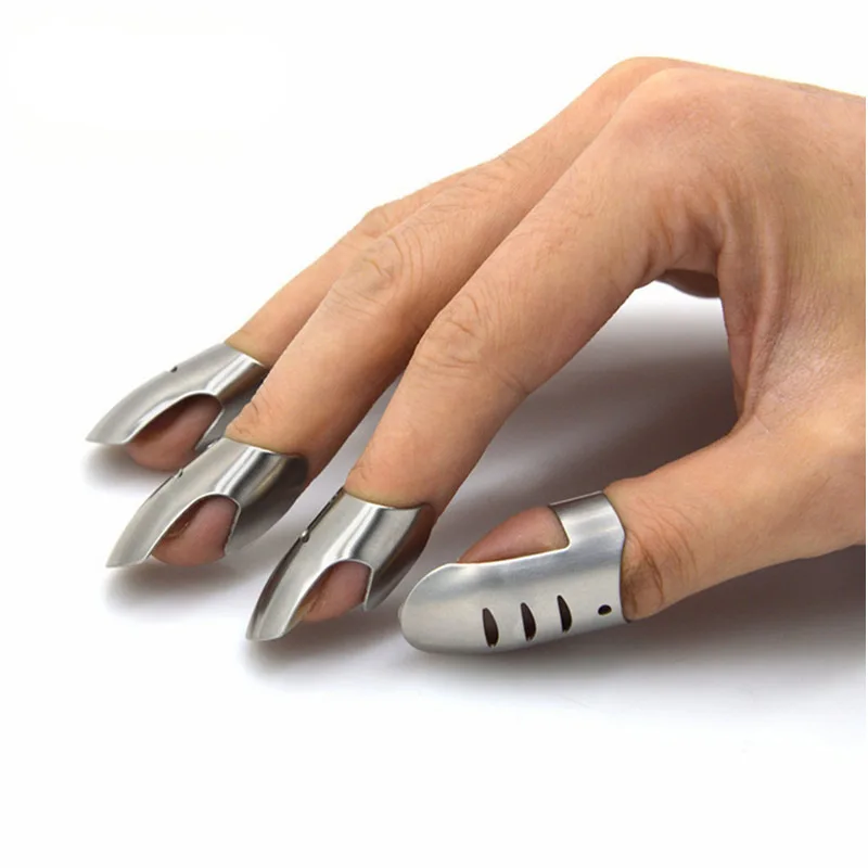4pcs Stainless Steel Finger Guard Kitchen Safe Cutting Protector Anti-slip Hand Slice Knife Tool Finger Protectors