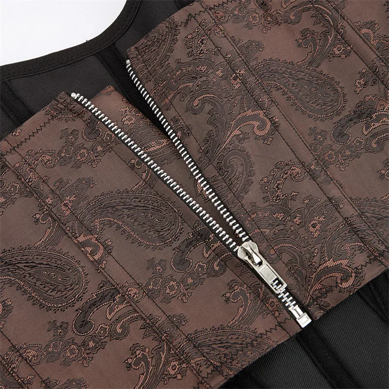 

Готический жаккардовый корсет-бюстье для женщин, винтажный корсет на молнии, утягивающий пояс для талии, корректирующее белье