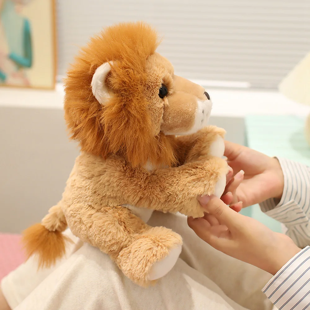 20cm Fuzzy Golden Lion Plush Toy Sitting Furry Simulated Lion Stuffed Animal Wildlife Soft Dolls Cuddle Christmas Plushie Gifts