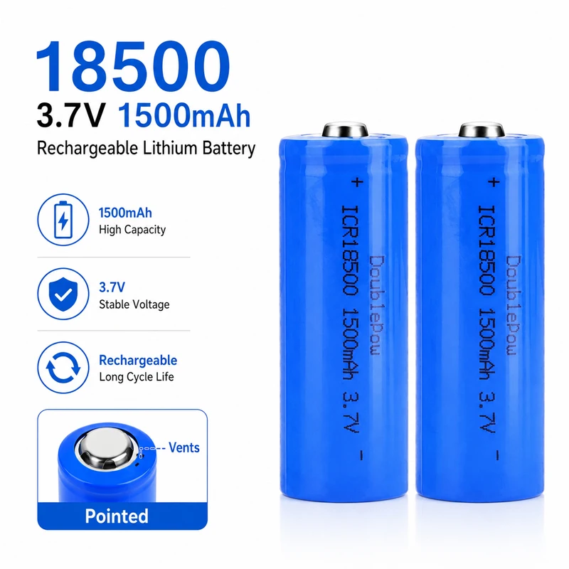1-5PCS 18500 3.7V 1500mah Real Capacity Rechargeable Lithium Battery Pointed Suitable for Power Tools LED Flashlight Toys Camera