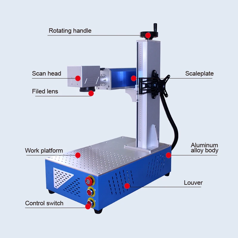 20w 30w 50w Fiber Laser Marking and Metal Laser Fiber Machine Price with Laser Source