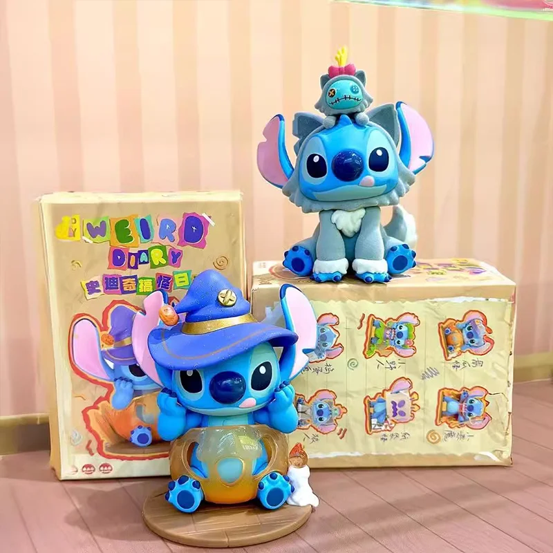 Disney Stitch Blind Box Weird Diary Series Anime Figures Mystery Box Collectible Cute Pvc Statue Doll Children Birthday Present