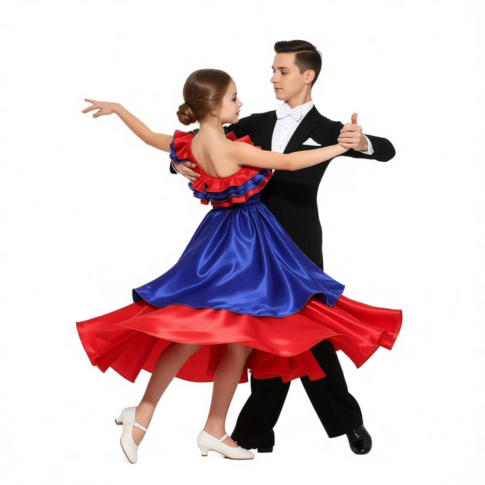 Brazilian Dancer Costume Cosplay Teen Spanish Flamenco Rumba Samba Dance Costume Rio Carnival Dress Ruffled Contrast Long Dress