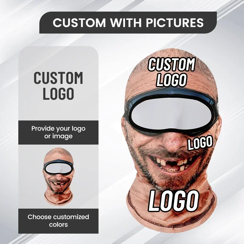 3D Face Printed Old Man Balaclava Full Coverage Breathable Eye Hole Face Mask White Mustache Elastic Winter Mask Cover For Men
