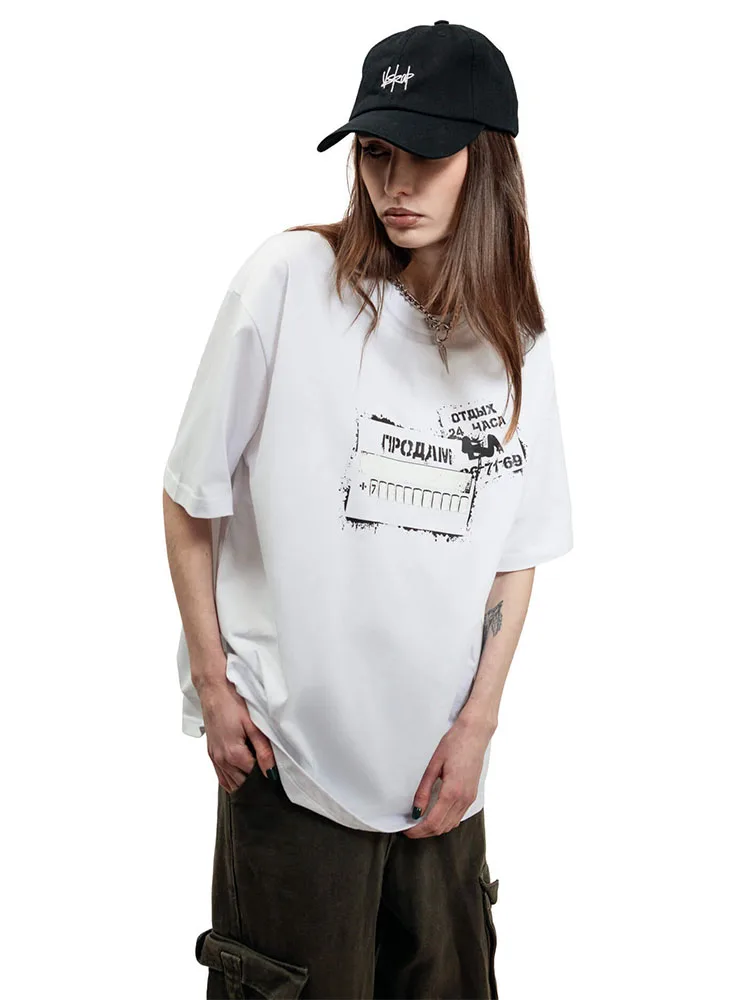 T-Shirt Graphic Women Tops Y2k Oversized Vintage Fashion Printed Short Cotton Streetwear Casual HipHop High Street Graphic Print