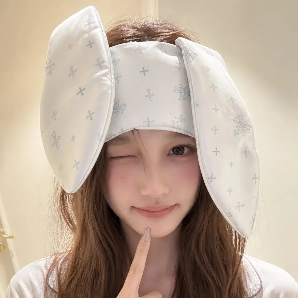 INS Cute Original Blue Bow Rabbit Print Eye Mask High-Looking Sweet Sleeping Blackout Eye Mask Korean Nap Eye Mask Cute Gift