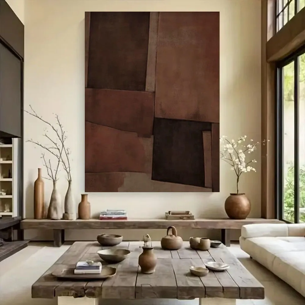 

Large 100% Handmade original Oil Painting on Canvas Brown texture Wall Art picture Artwork wall paint for Home room decor image