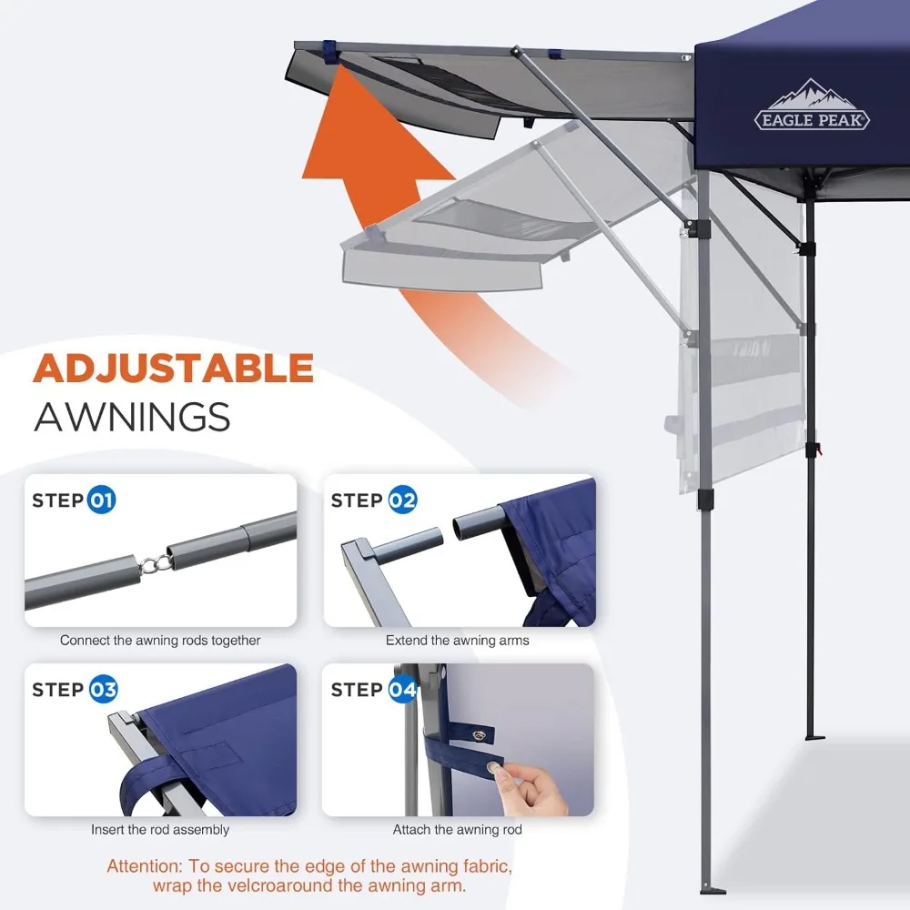Tenda a baldacchino pop-up 17x10 Tenda a baldacchino istantaneo per esterni con doppia mezze tende da sole regolabili (blu)