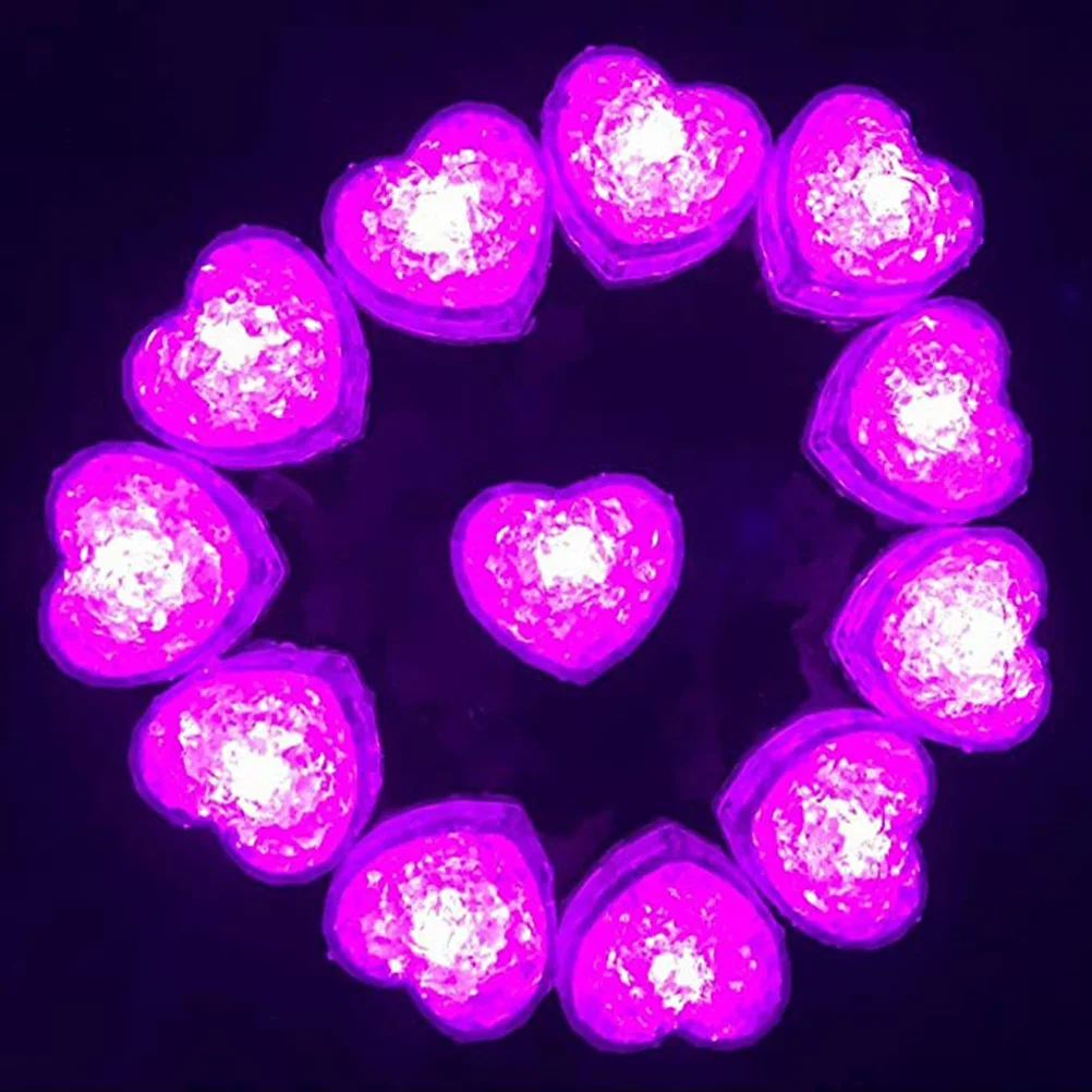 

12Pcs LED Ice Cube Heart Shape Light-Up Decorations Romantic Party Supplies Wedding Festival Bar Ktv Club LED Ice Cube