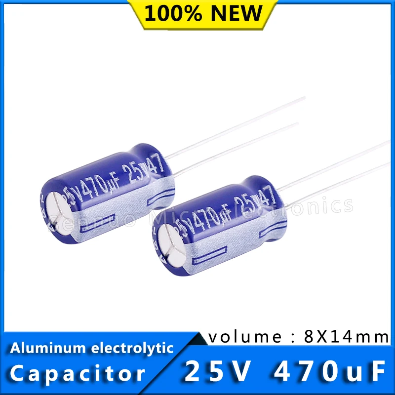 5/Pcs 470uf 25v 105 degrees celcois 8X14 High Frequency Low Resistance Aluminum Electrolytic Capacitor 25V 470uF 8*14mm
