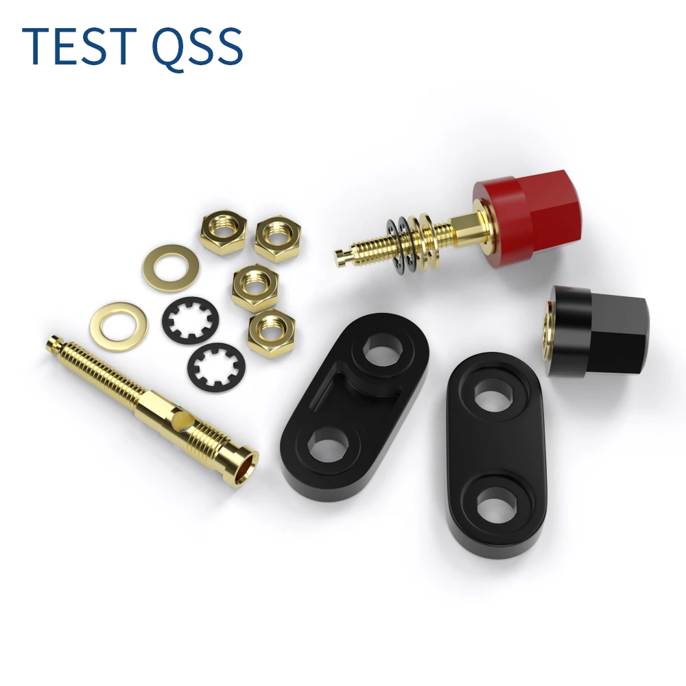 QSS 2PCS Dual Banana Plug Terminals Red Black Connector Amplifier Terminal Binding Post Banana Speaker Plug Jack Q.50021