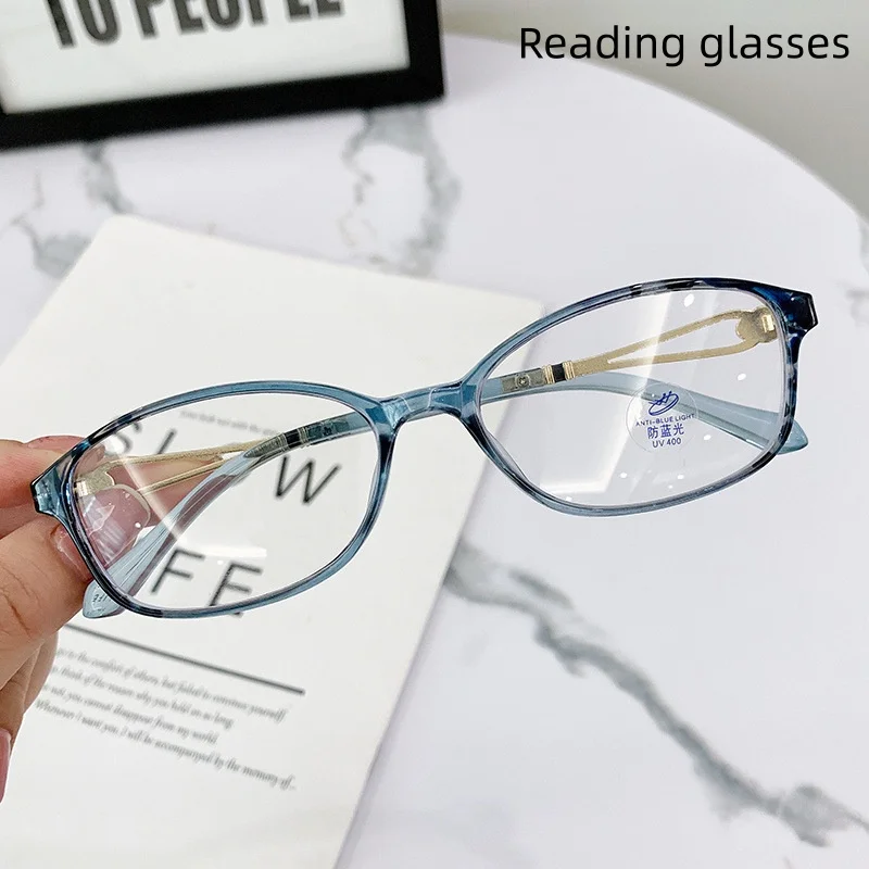 Fashionable Oval Reading Glasses for Middle-Aged and Elderly Women, Versatile Daily Decorative Eyeglass Frames