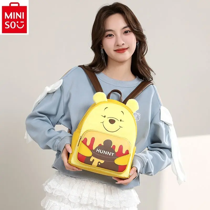 

MINISO Disney 2024 New Cute Cartoon Winnie the Pooh Backpack for Women, Large Capacity Storage Outdoor Storage Bag