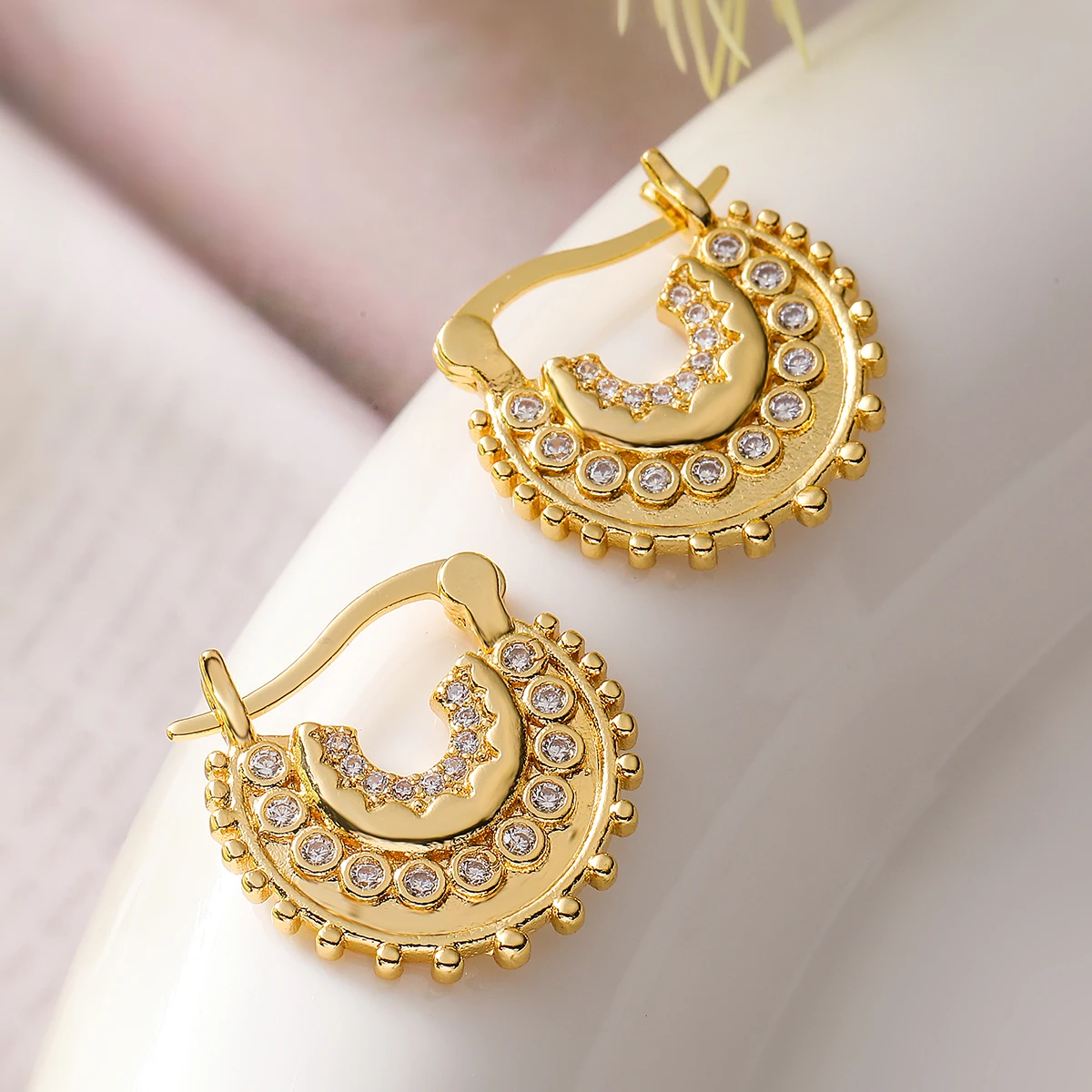 2025 New Arrival 3 Style Gold Color AAA CZ Inlay Earrings For Women Party Jewelry Accessories