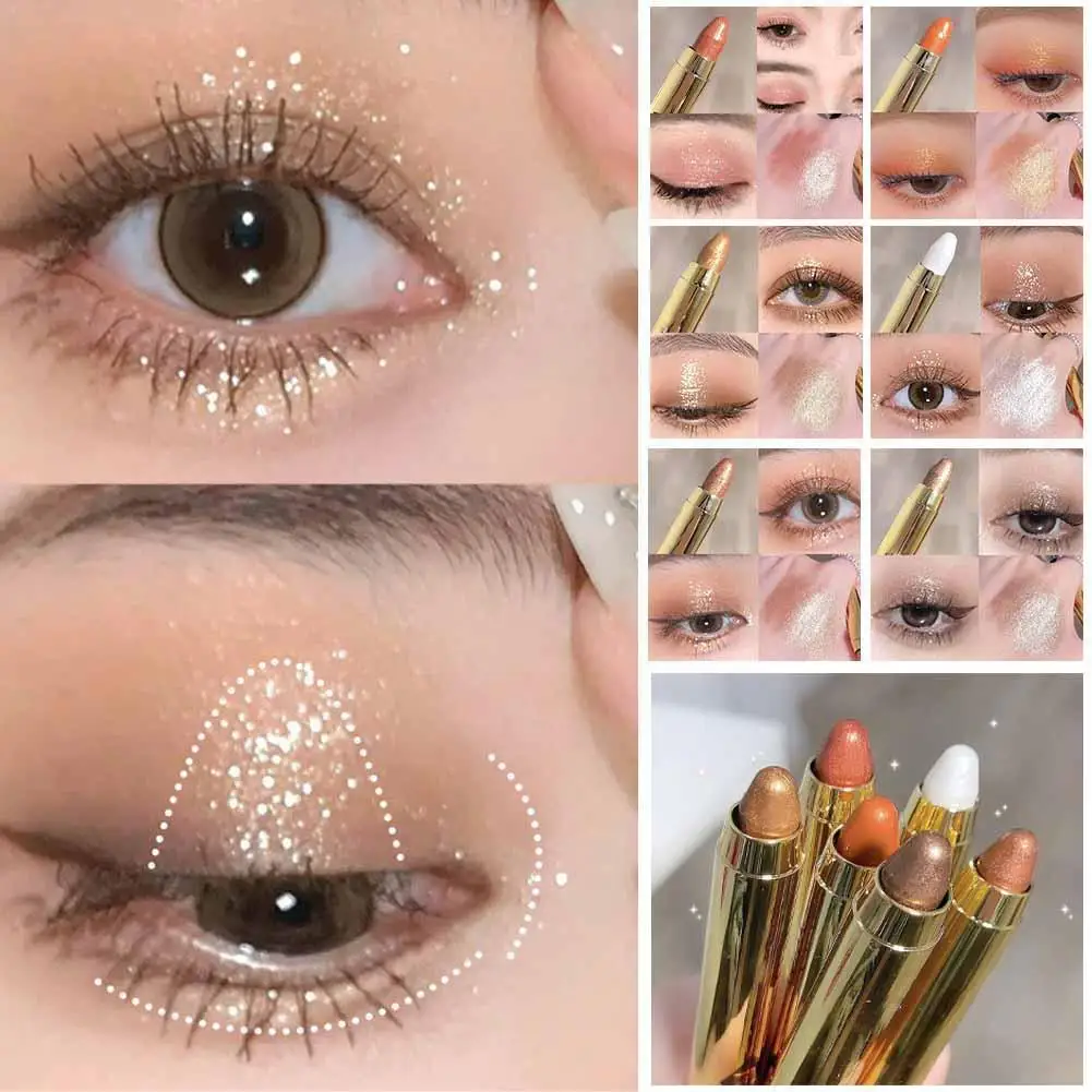 Bâton de fard à barrage scintillant pour femmes et filles, fard à barrage imperméable, surbrillance, maquillage, crayon pour les yeux, stylo longue durée, J9s0