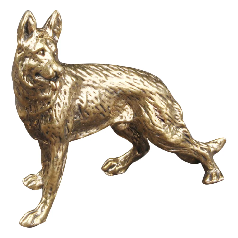 

Miniature Brass Vintage Wolf Dog Sculpture for Jewelry Decor Feng Shui Animal Ornament Brass Miniature Animals