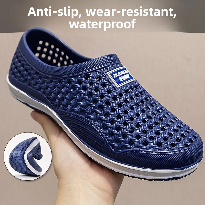 New 2026 Unisex Breathable Slip-On Sandals Korean Style Sport Running Shoes Anti-Slip Chef Workwear Flat Heel Synthetic Interior