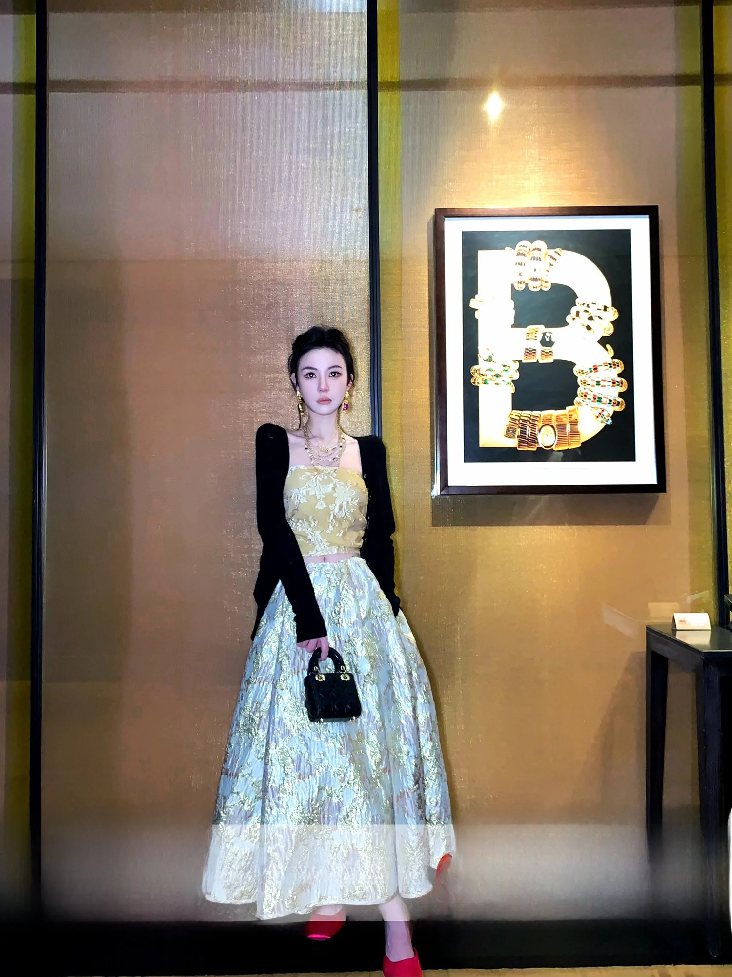 

MOSS STUDIO Parisian Waltz New Chinese Sle ter Courtly Flared Midi Skirt High Waist A-Line Skirt for Women CiWalk