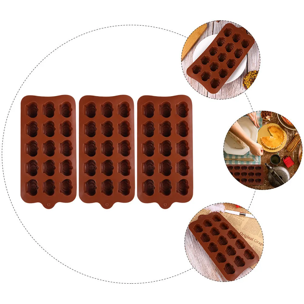 Stampi per caramelle al cioccolato da 3 pezzi Stampo da forno carino antiaderente in silicone per biscotti, torte, stampi per zucchero, forniture per la cottura