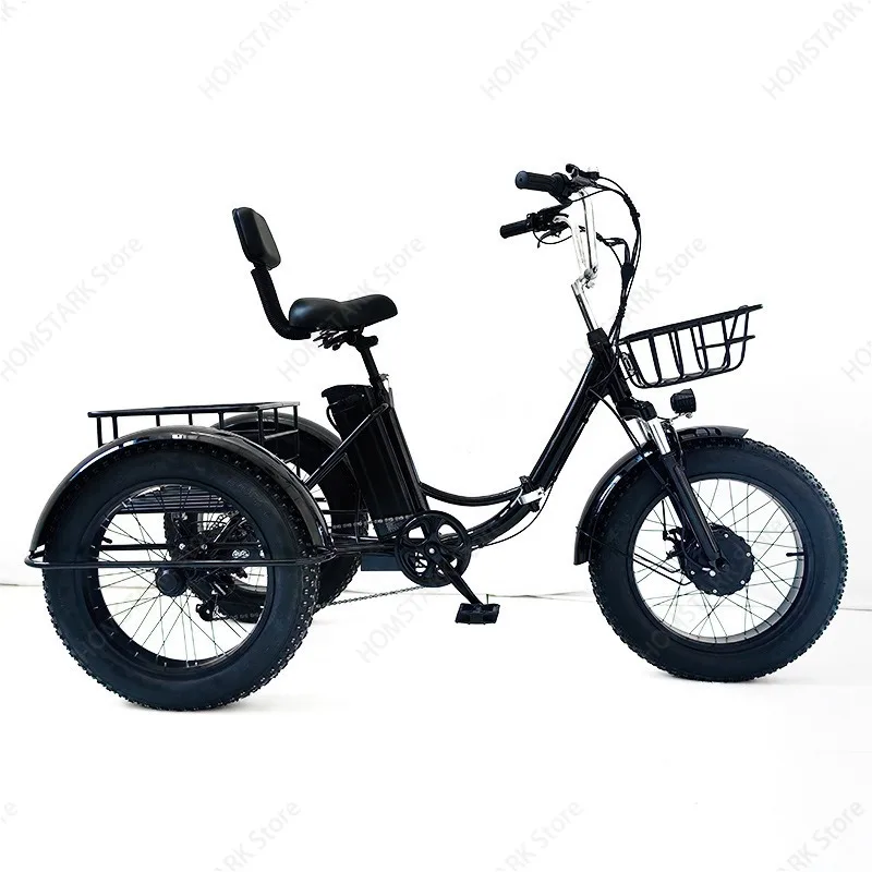 20 Inch Folding Fat Tire Electric Tricycle Lithium Battery Snow Bicycle Pedal Assist Trike For Snowfield Daily Commute