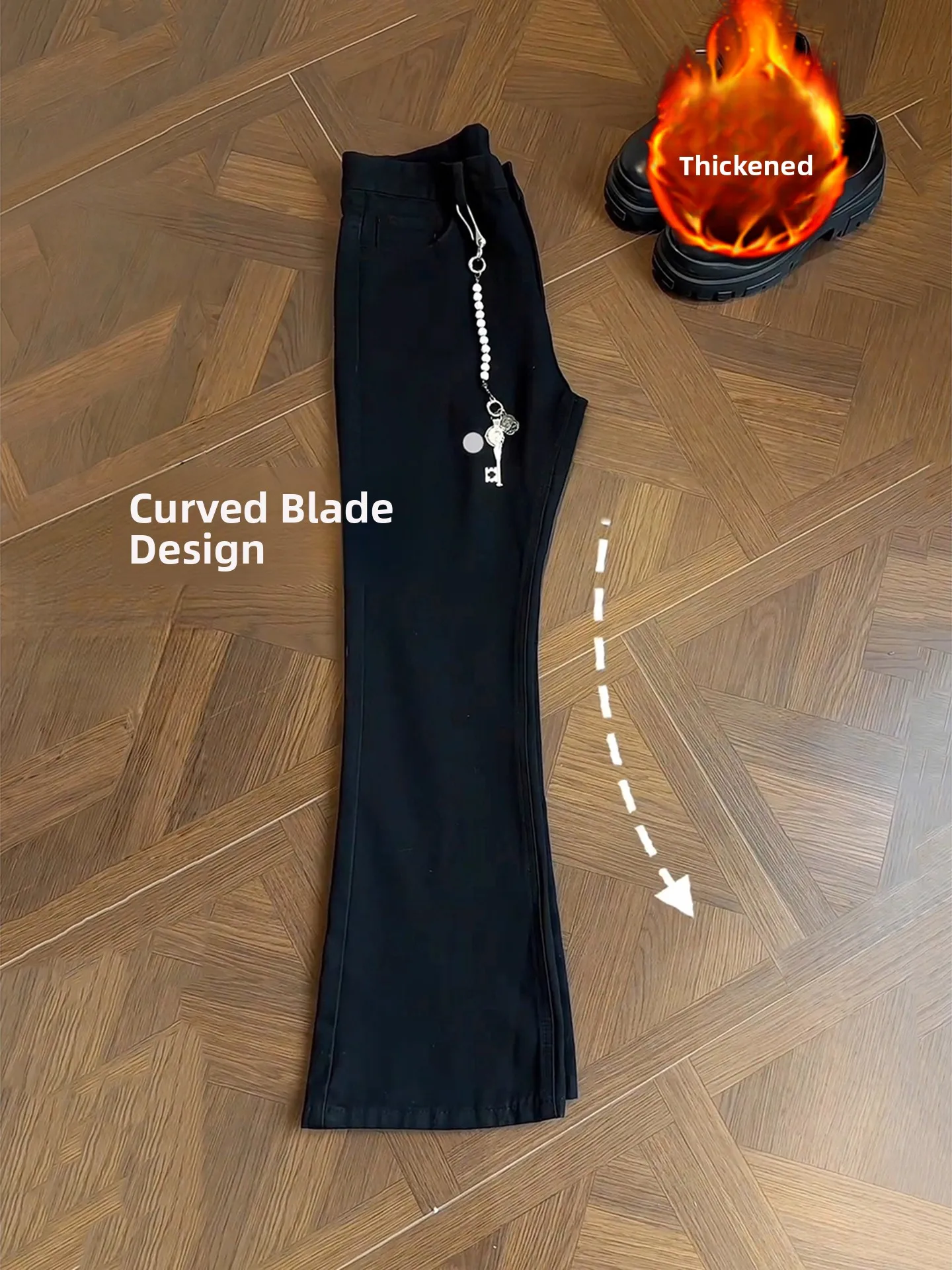 

GSS Lab Men's Fce Lined Bootcut Jeans Elastic Slimming Large Size Straight Leg mid Waist Bend Knife Jeans Casual Denim