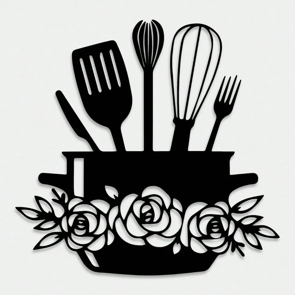

Modern Metal Utensil Wall Art Black Indoor Outdoor Home Decor Kitchen Hanging
