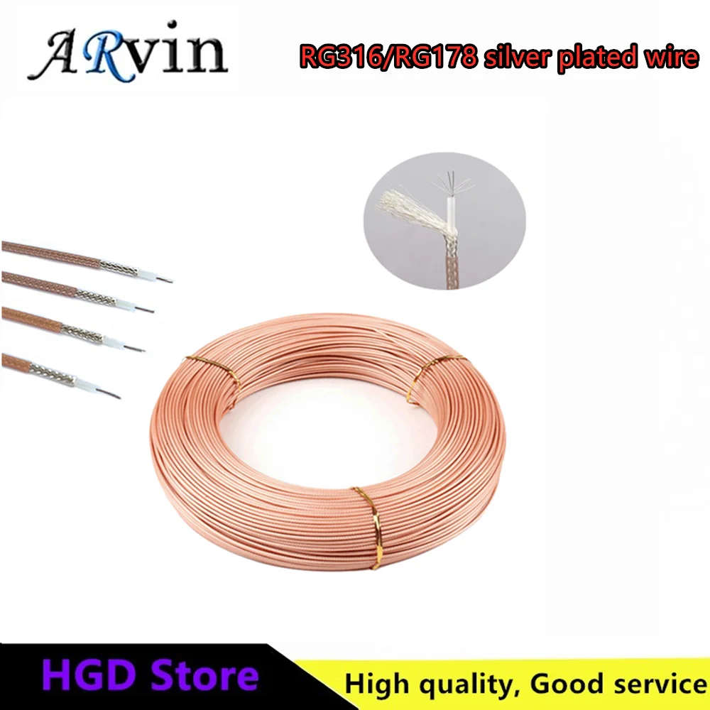 RG316 silver plated RF coaxial cable 50-1.5 high temperature resistant high-frequency wire RG178 feeder 50 ohms