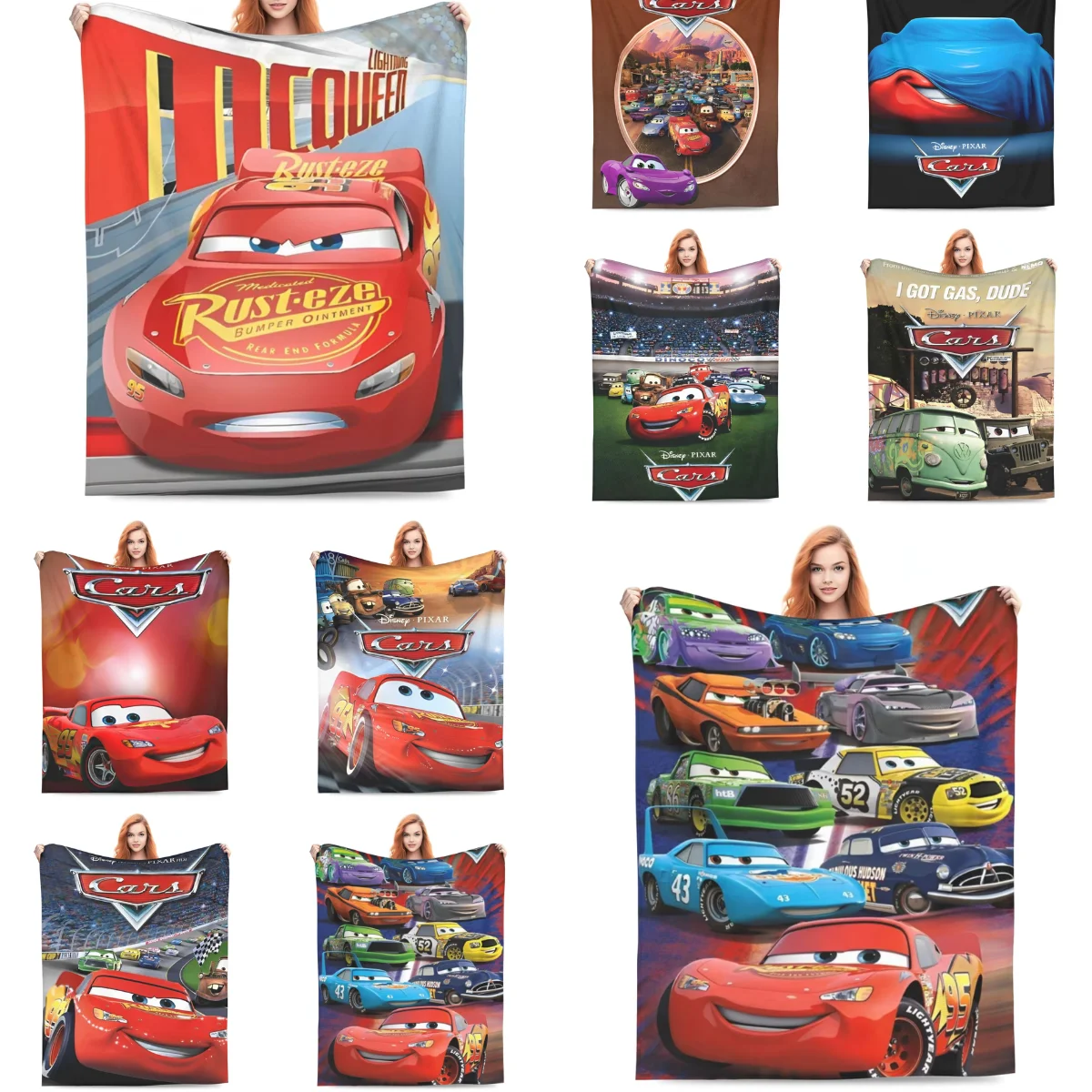 Pixar Lightning McQueen Cars Cartoon Blanket Decorative Flannel Throw Blanket For Bedroom Soft Customized Quality Bedspread