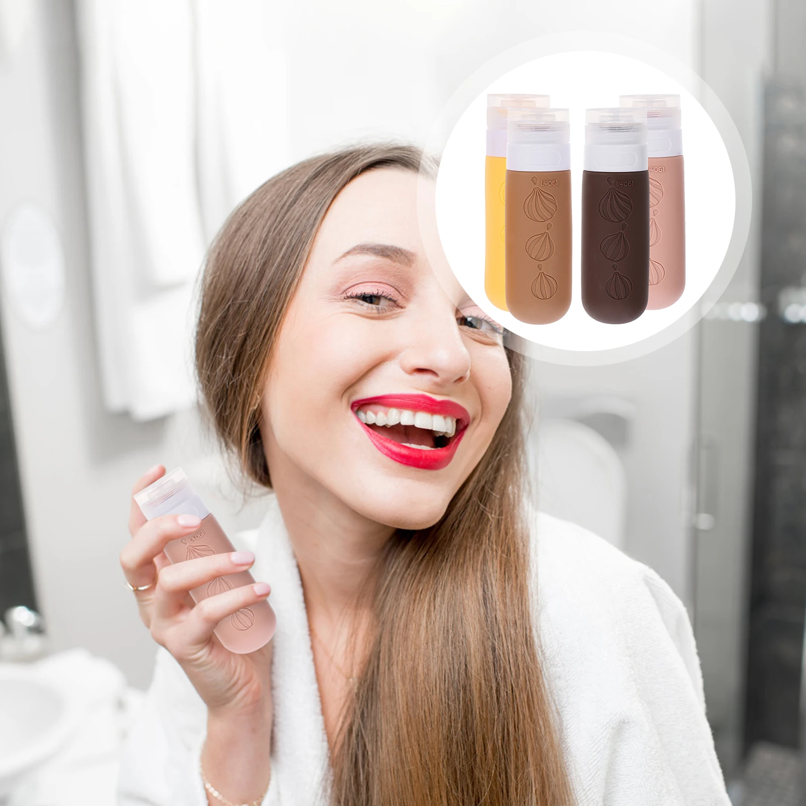 

4Pcs Silicone Travel Bottles Set Compact Leakproof Refillable Empty Toiletries Containers for Lotion Shampoo Conditioner