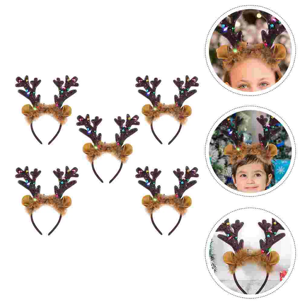 

5 Pcs Headband Shine Antler Child Body Gems Chest Antlers Cloth Plastic Christmas Headbands for Women Chic Hair Decor