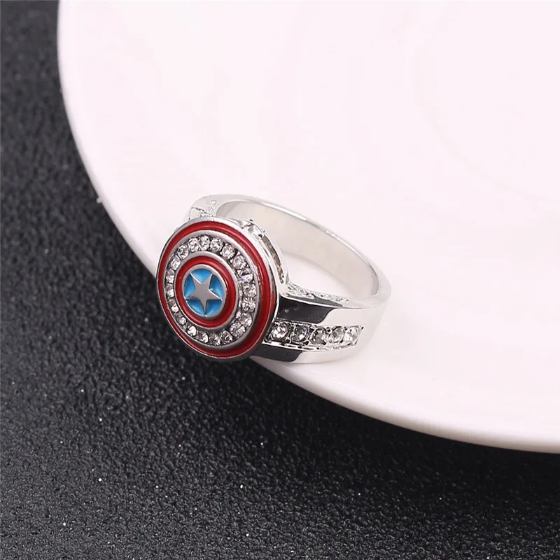 Marvel Smile Hero Metal Alloile Jewelry Rings, services.com America, Steve Rogers, Shield Ring, Costume Cosplay, Unisex, Xmas Gift