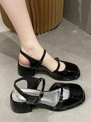 Office Lady Sandals Woman Spring 2023 Casual Elegant Pure Color Shoes Non-slip Korean Style Medium Heel Female Shoes Design Chic