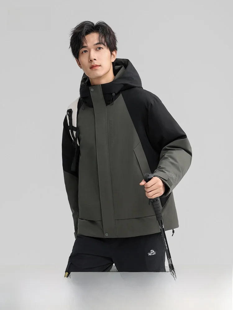 

Мужская короткая рабочая куртка Snow Flying Spring 2026 с капюшоном, пуховая, в стиле пэчворк, для активного отдыха, универсальная, теплая, модная, в городском стиле