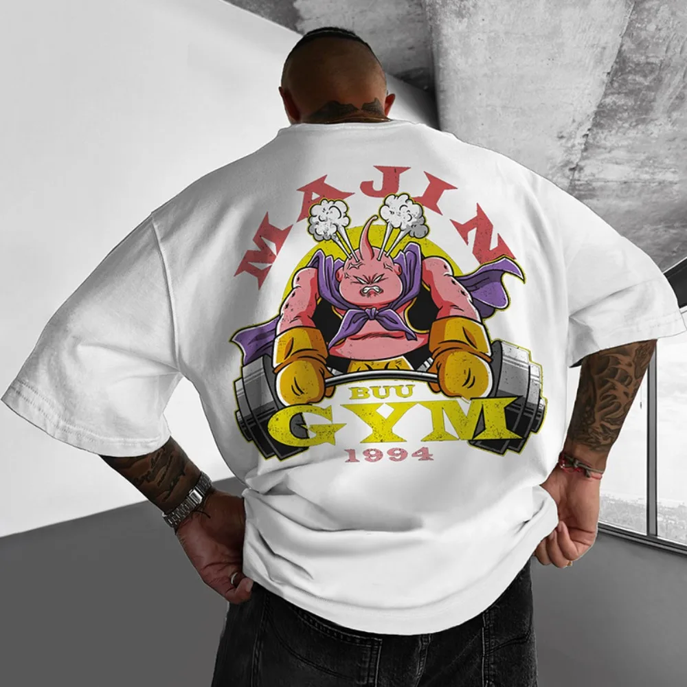 

Футболка унисекс из чистого хлопка с принтом Dragon Ball Fat Buu, новинка лета 2026, повседневная американская футболка с коротким рукавом для родителей и детей с аниме-принтом