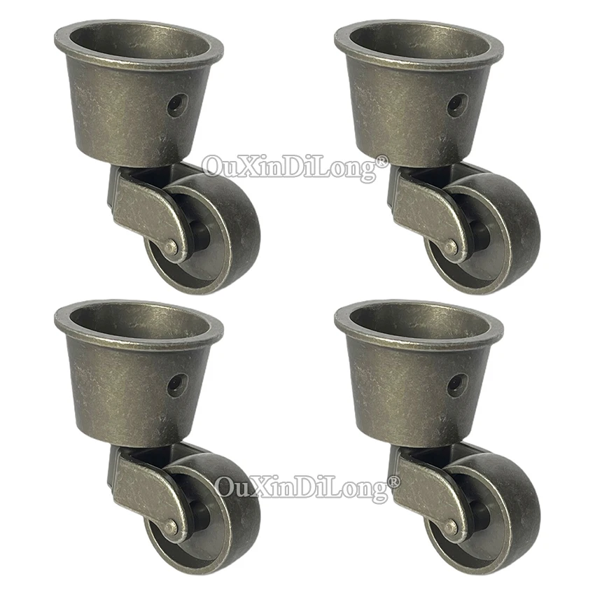 Retro Vintage 4PCS Zinc Alloy 1.25inches Furniture Casters Bar Table Chair Sofa Legs Round Cup Universal Wheels Antique Castors