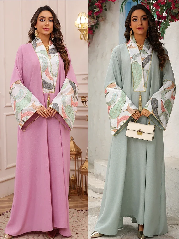 

Eid women dress muslim abaya embroidery Party Jalabiya Ramadan Long Dresses Abayas Vestidos Largos Kaftan Arab Long Robe 2025