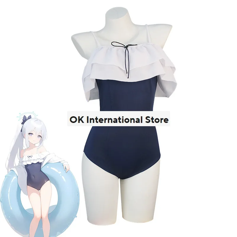 Anime Game Blue Archive Tsukiyuki Miyako Cosplay Costume Wig Jumpsuits Swimwear Woman Sexy Kawaii Summer Sand Bikini Suit