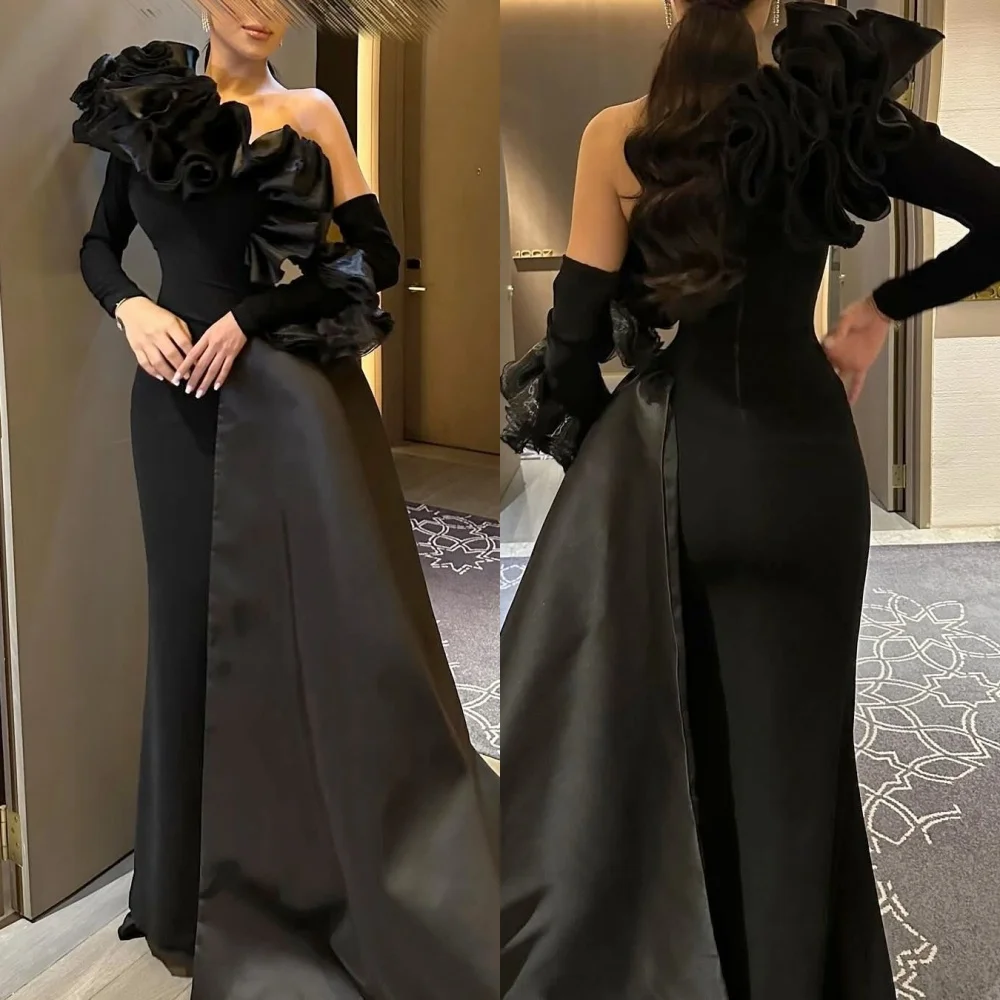 

Customized Jersey Ruched Pleat Mermaid Off-the-shoulder Long Dresses Bespoke Occasion Elegant Party Formal Evening Charming