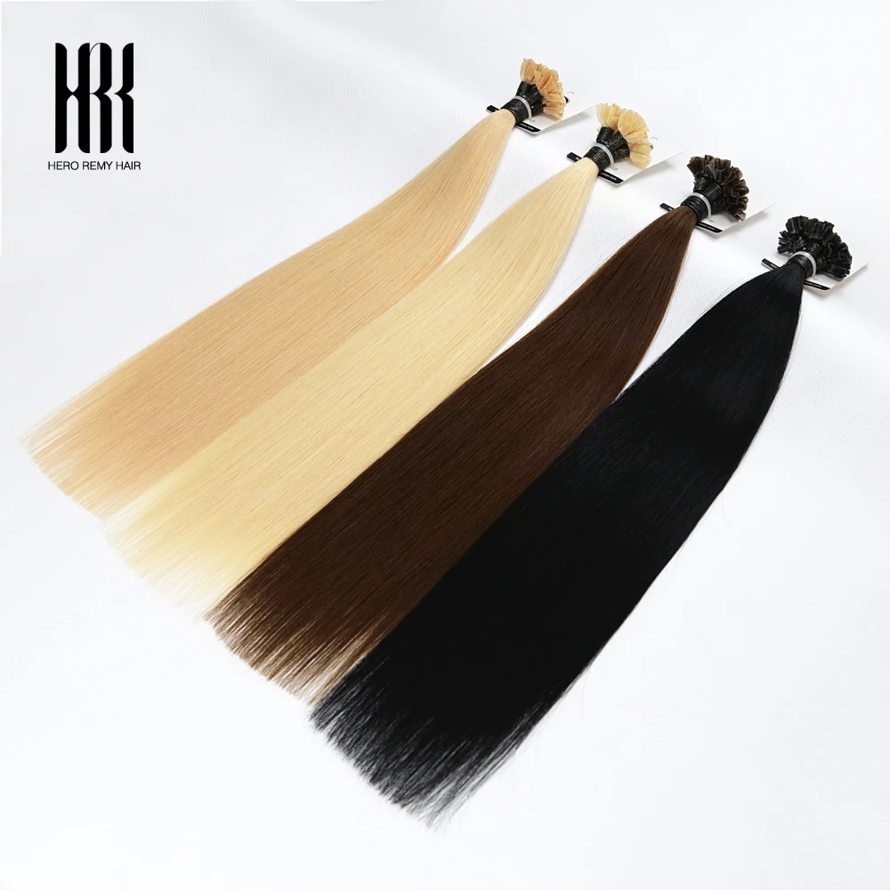 

Hero Remy Hair 22 Inch 55 cm Real Remy Keratin U Tip Human Hair Extensions Silky Straight Pre Bonded Keratin Hair 0.7 0.8 1g