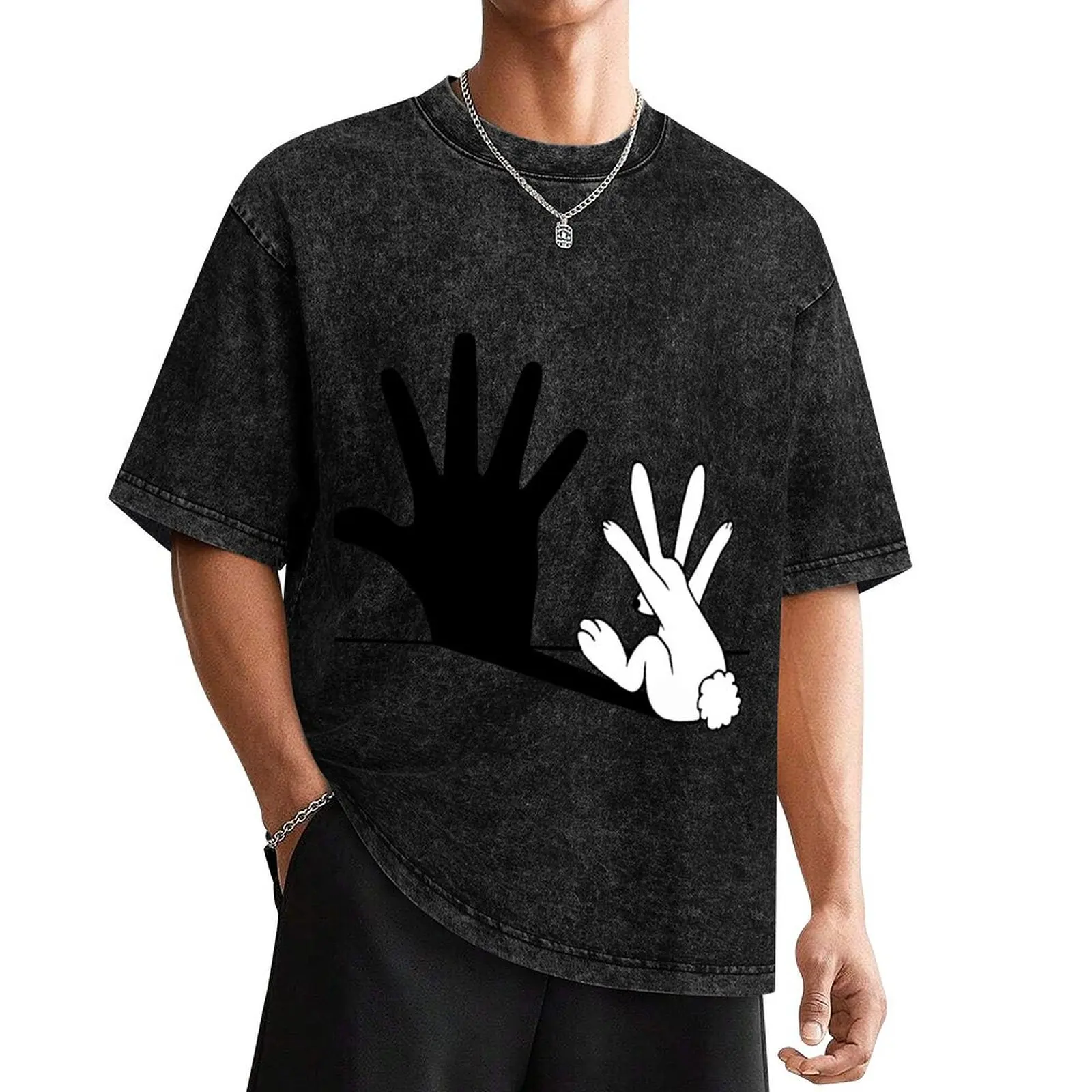 

Rabbit hand shadow T-Shirt cotton graphic tees football t shirt Luxury man T-shirts man men t shirts high quality