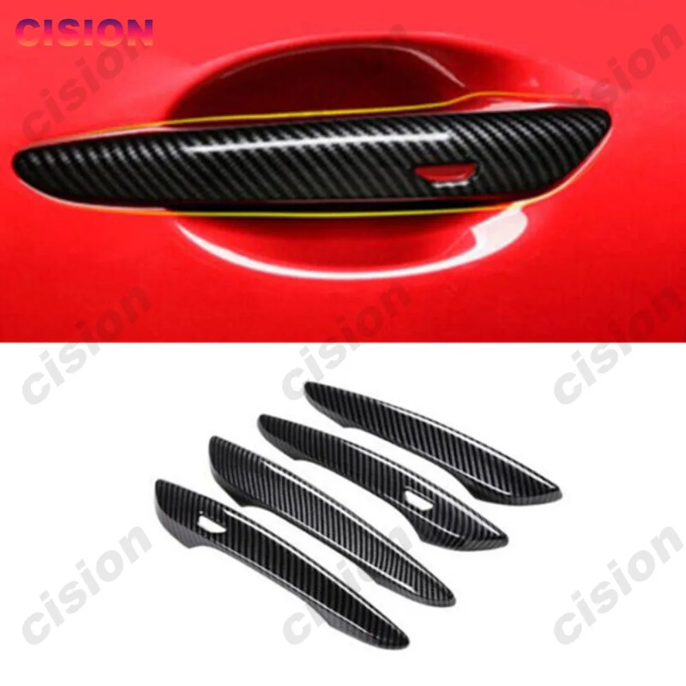 4x Black Chrome Carbon Fiber Exterior Car Door Handle Frame Panel Cover Trim ABS Sticker For Mazda 3 BP CX30 CX50 CX60 CX80 CX90