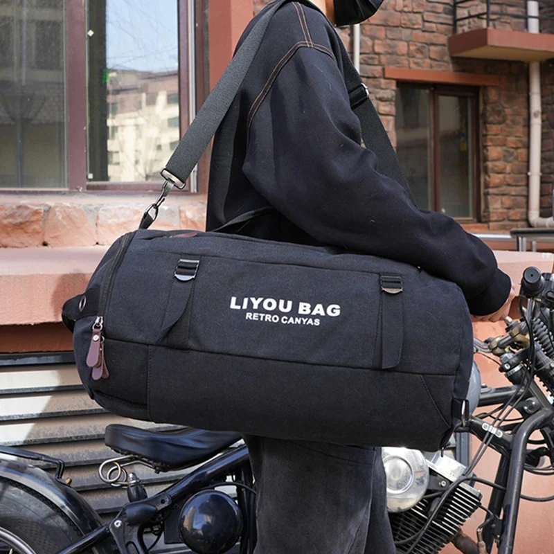 Multifunctional Gym Handbag Fitness Training Pack Large Capacity Canvas Backpack Daily Going Out Business Travel Shoulder Bag