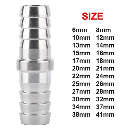Conector de acero inoxidable 304 de doble púas OD 6, 8, 10-41mm, conector de instalación de tubería recta igual de 2 vías, junta de Pagoda, púa para manguera