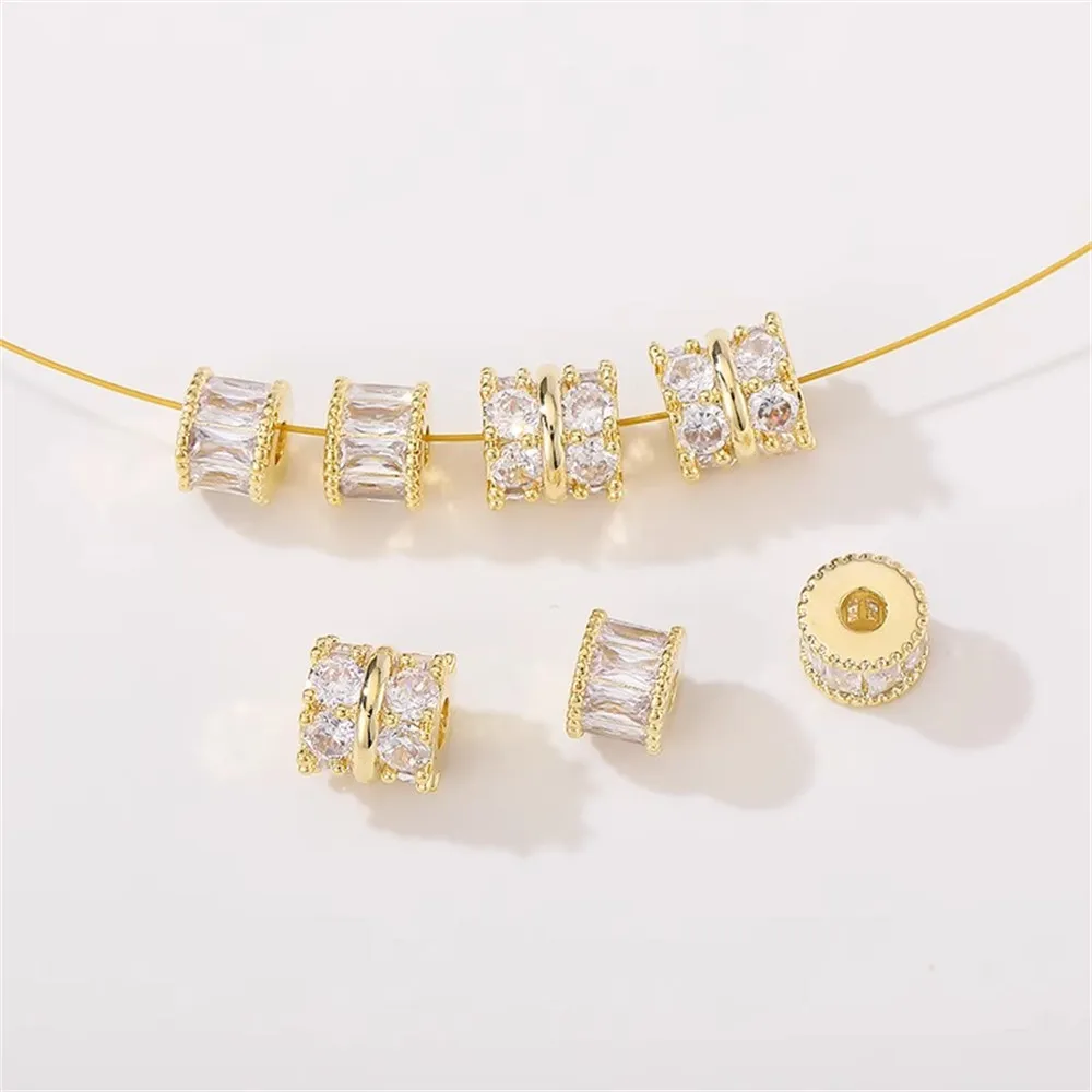 

14K Gold-plated Zircon Snowflake Gear Road, Separated Bead Bucket, DIY Bracelet, Necklace, Accessory Materials and Accessories