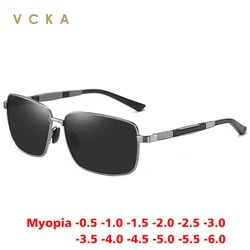 VCKA Aluminum Magnesium Myopia Sunglasses Men Women Polarized Square Goggles Driving Custom Prescription Glasses -0.50 to -6.0