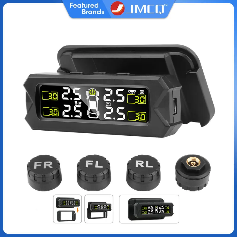 Car Solar TPMS Tire Pressure Monitoring System With 4 Sensors Display Intelligent Tyre Pressure Temperature Warning