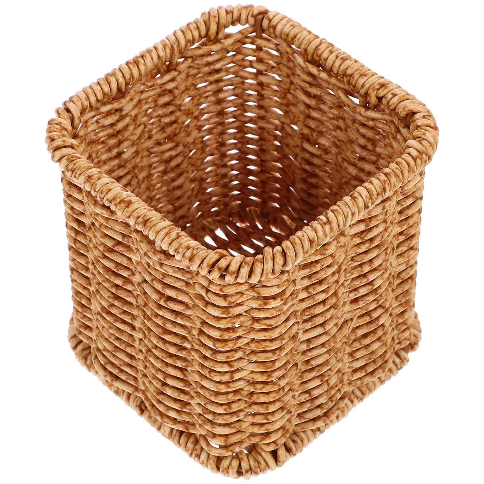 プラスチック織ペンホルダーデスクトップオーガナイザー収納バケツオフィス学校文具卓上装飾素朴なスタイルペン