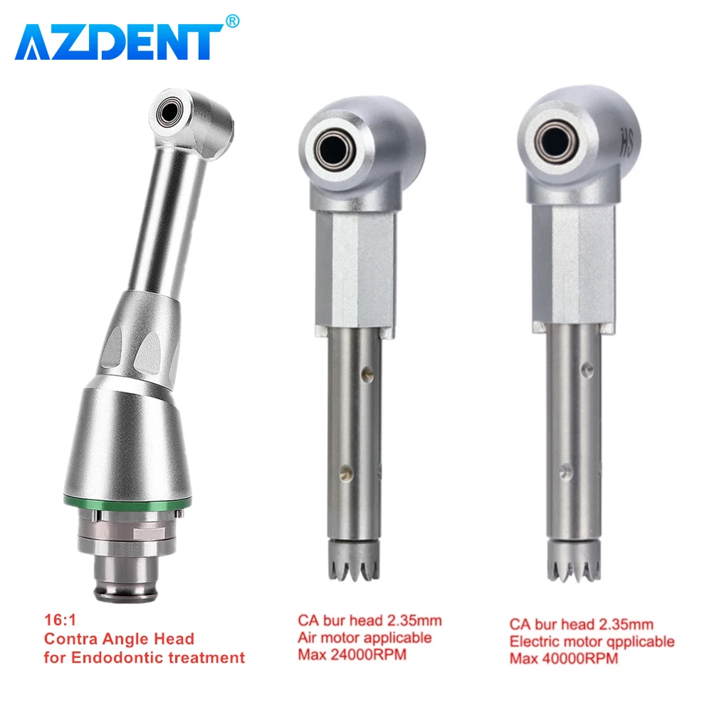 Dental 16:1 Reduction Contra Angle Head AZDENT for Inner Channel Low Speed Handpiece Push Button Dentistry Tool