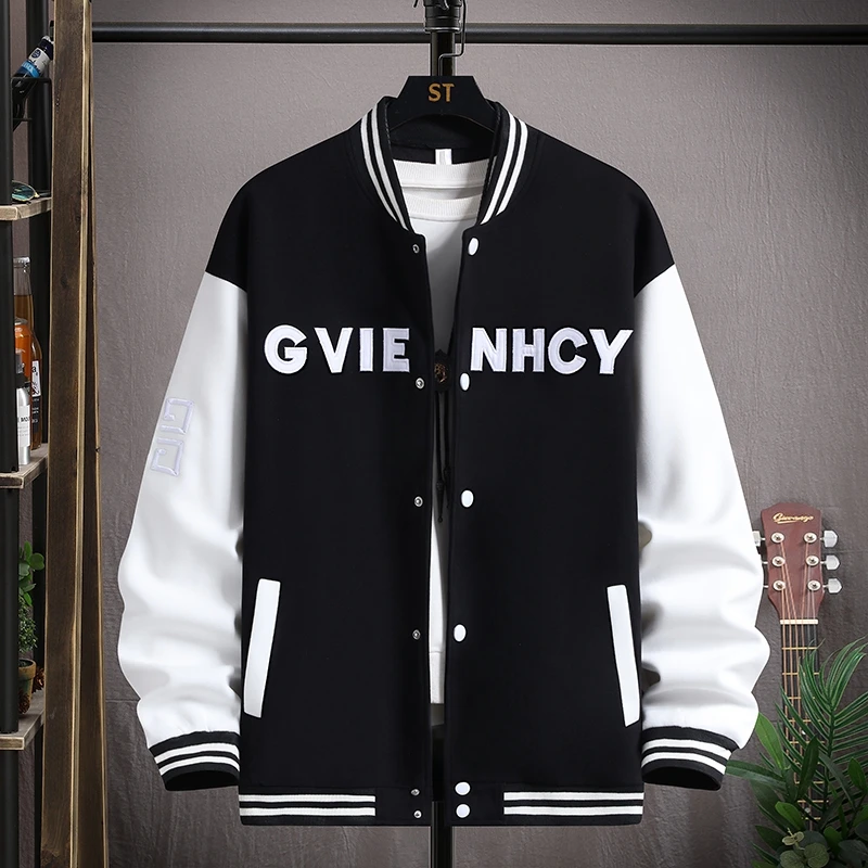 

New Casual Men's Bomber Jackets Spring Autumn Unisex Hip Hop Streetwear Loose Baseball Uniform Coat Outdoor Sports Tops Clothing