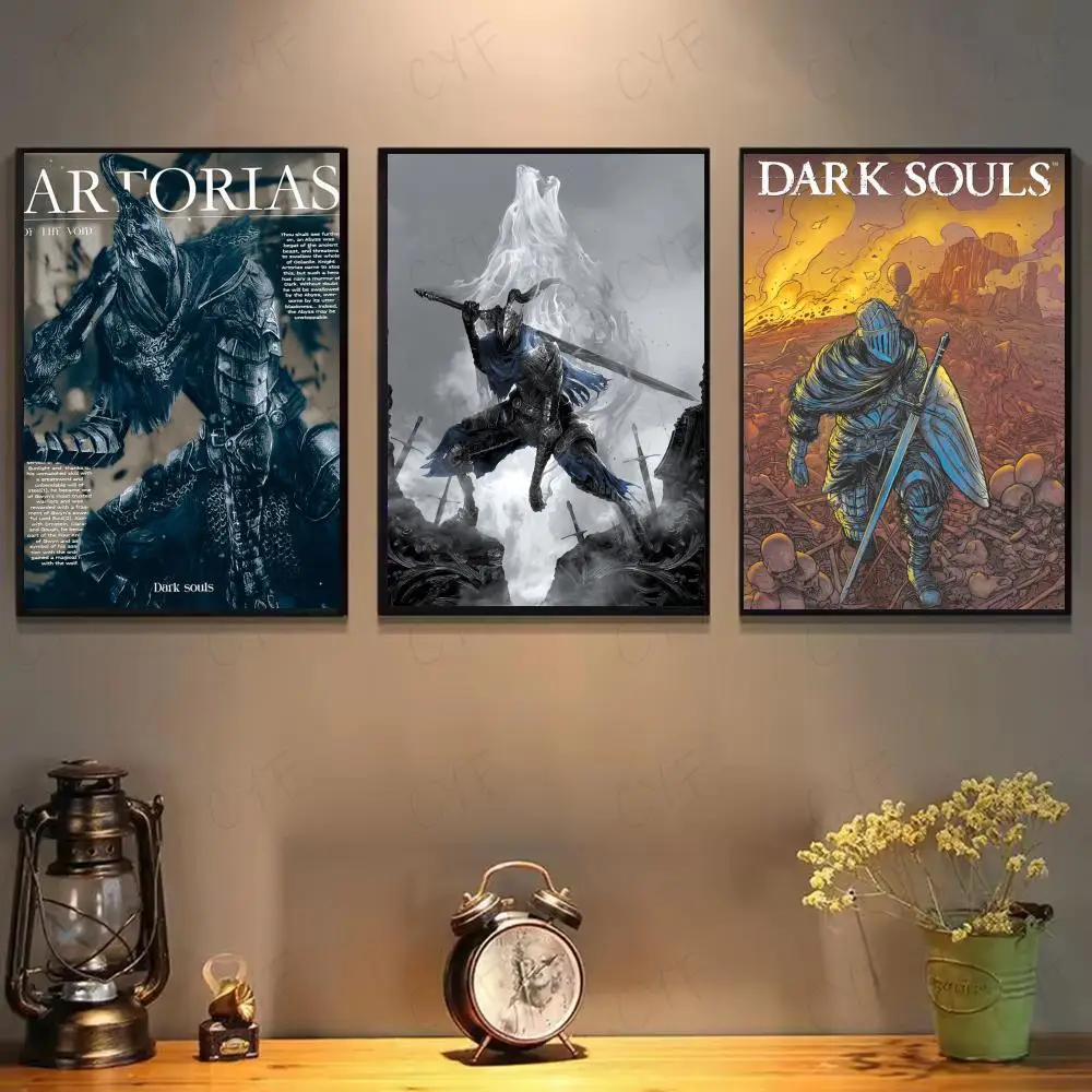D-Dark Souls Hot Game Poster HD Art Mural Wallart Poster for Home Room Decoration DIY Vintage Print Decor
